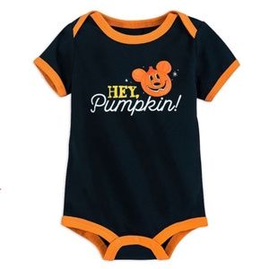 Disney Parks Infant Halloween Mickey Mouse Pumpkin Black and Orange Bodysuit